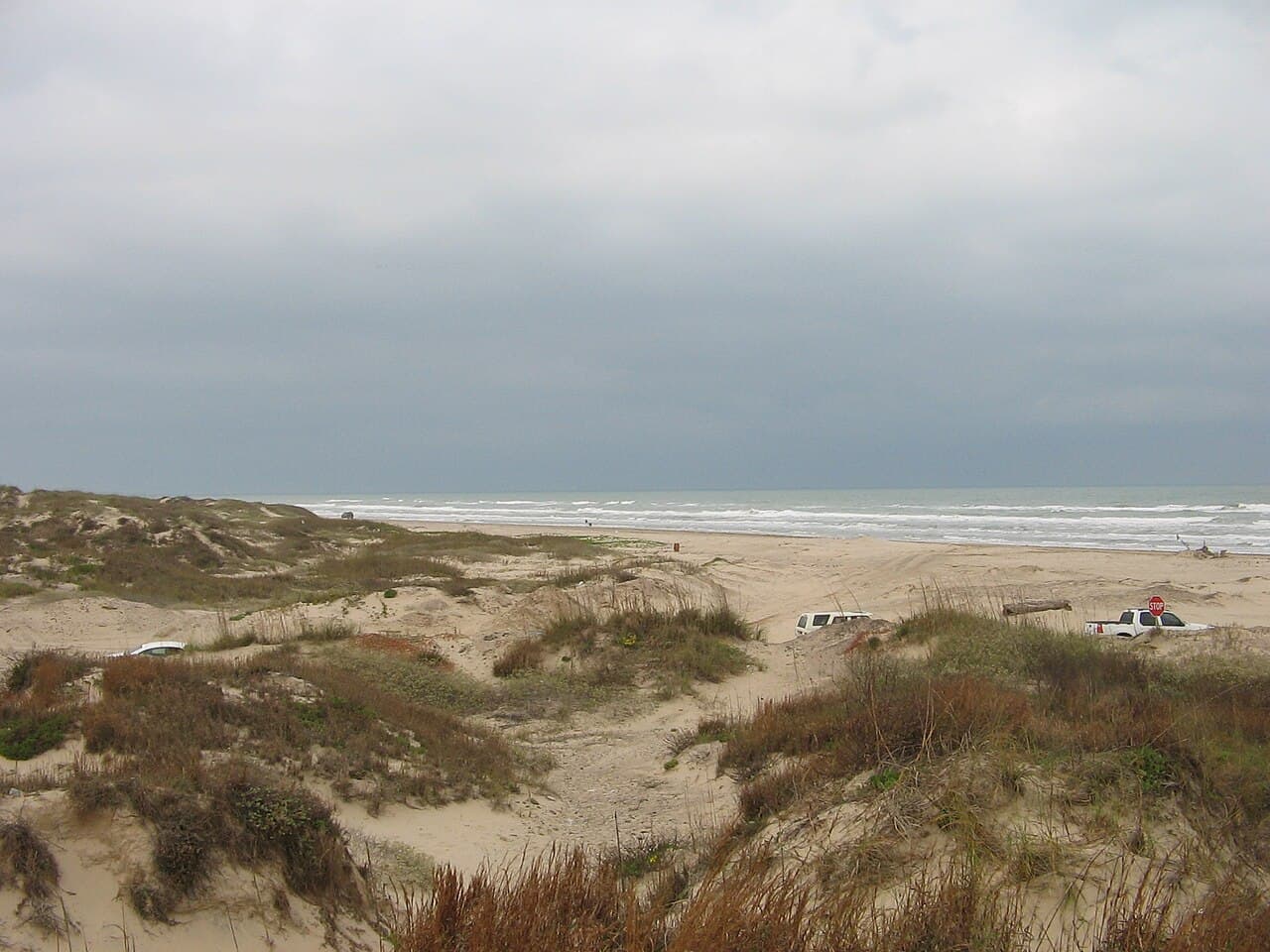 Remote dunes and empty shoreline at Boca Chica Beach, Texas