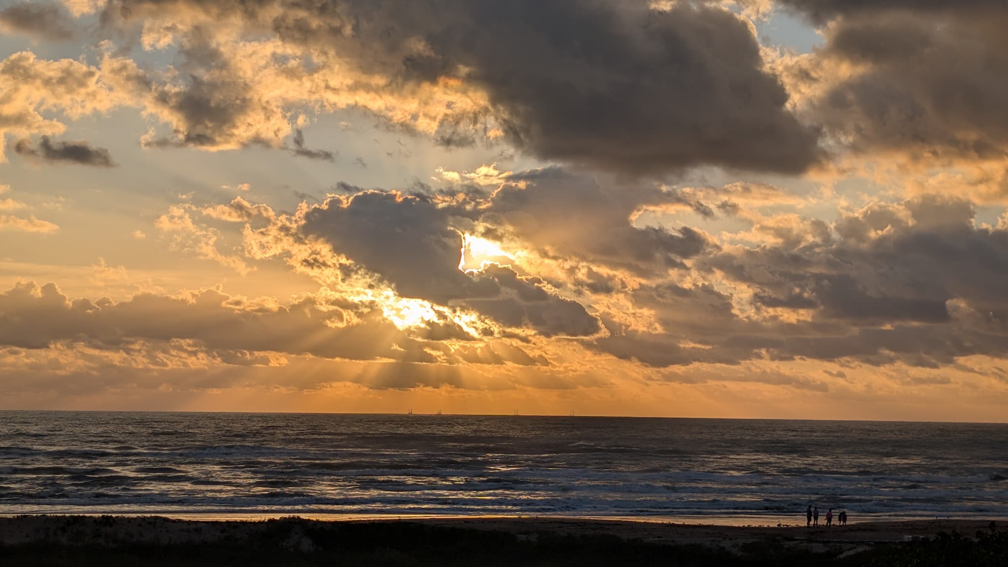 Cloudy sunrise over the Gulf at South Padre Island